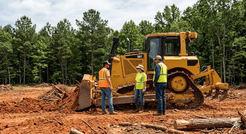 Jesup Land Clear crew with bulldozer on a cleared Wayne County property