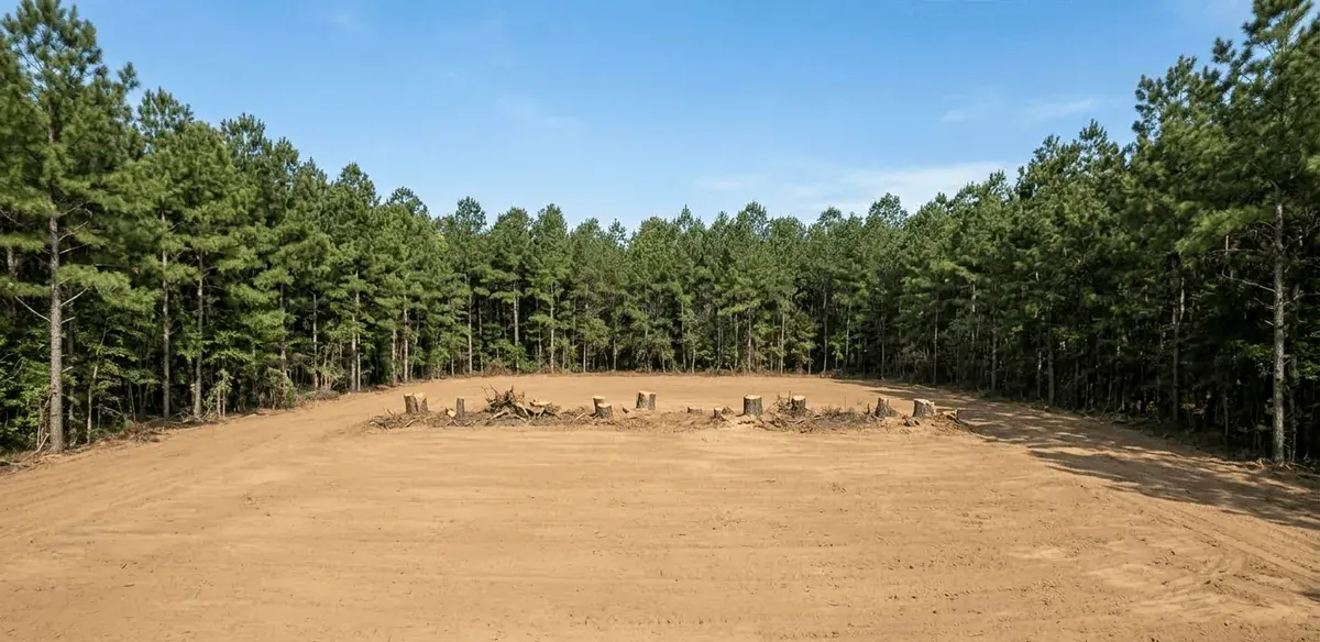 Residential lot cleared and graded for new home construction in Wayne County